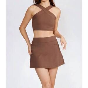 NEW CREAM YOGA evelyn mini skort in mocha